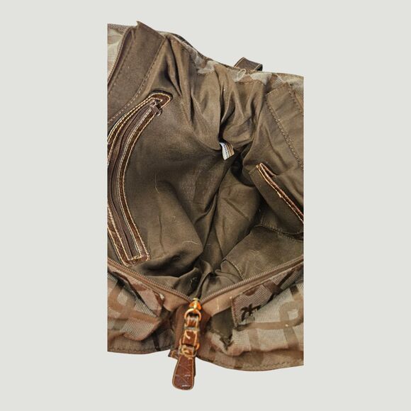 Line Rosetti Brown and Tan Tote Style Purse -- ITEM #3654 - Picture 2 of 7